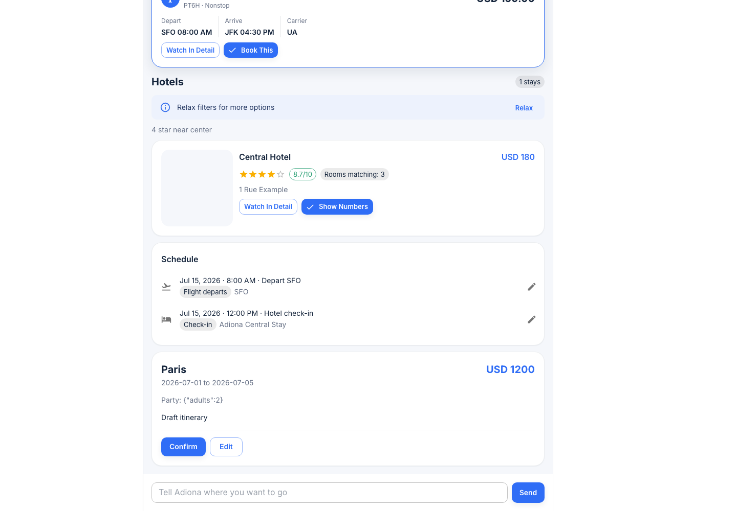 Calendar view with schedule